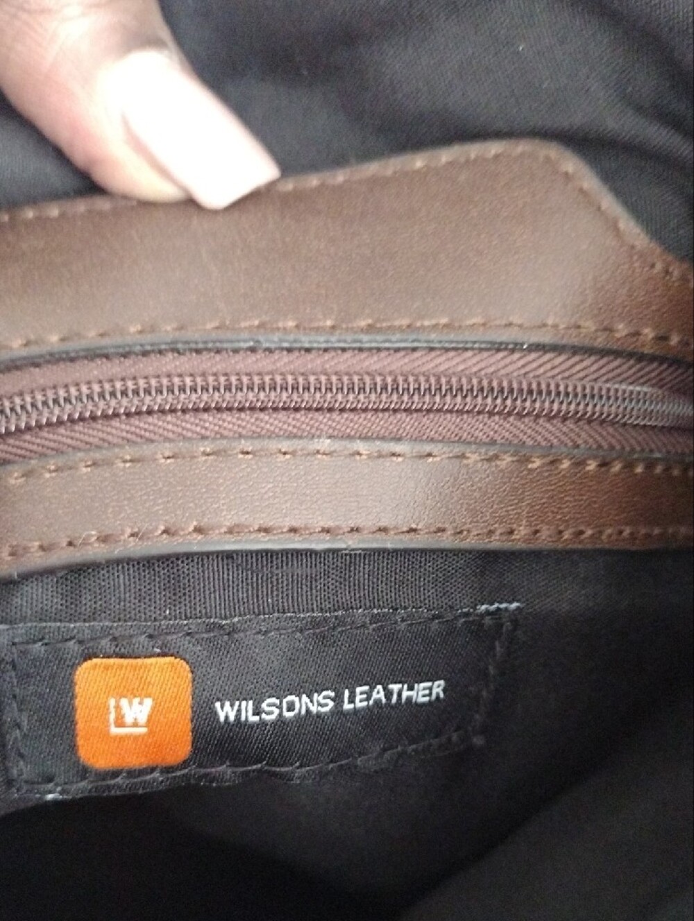 Wilsons Leather Vintage Black Canvas & Brown Leather Bucket Bag - Picture 11 of 13